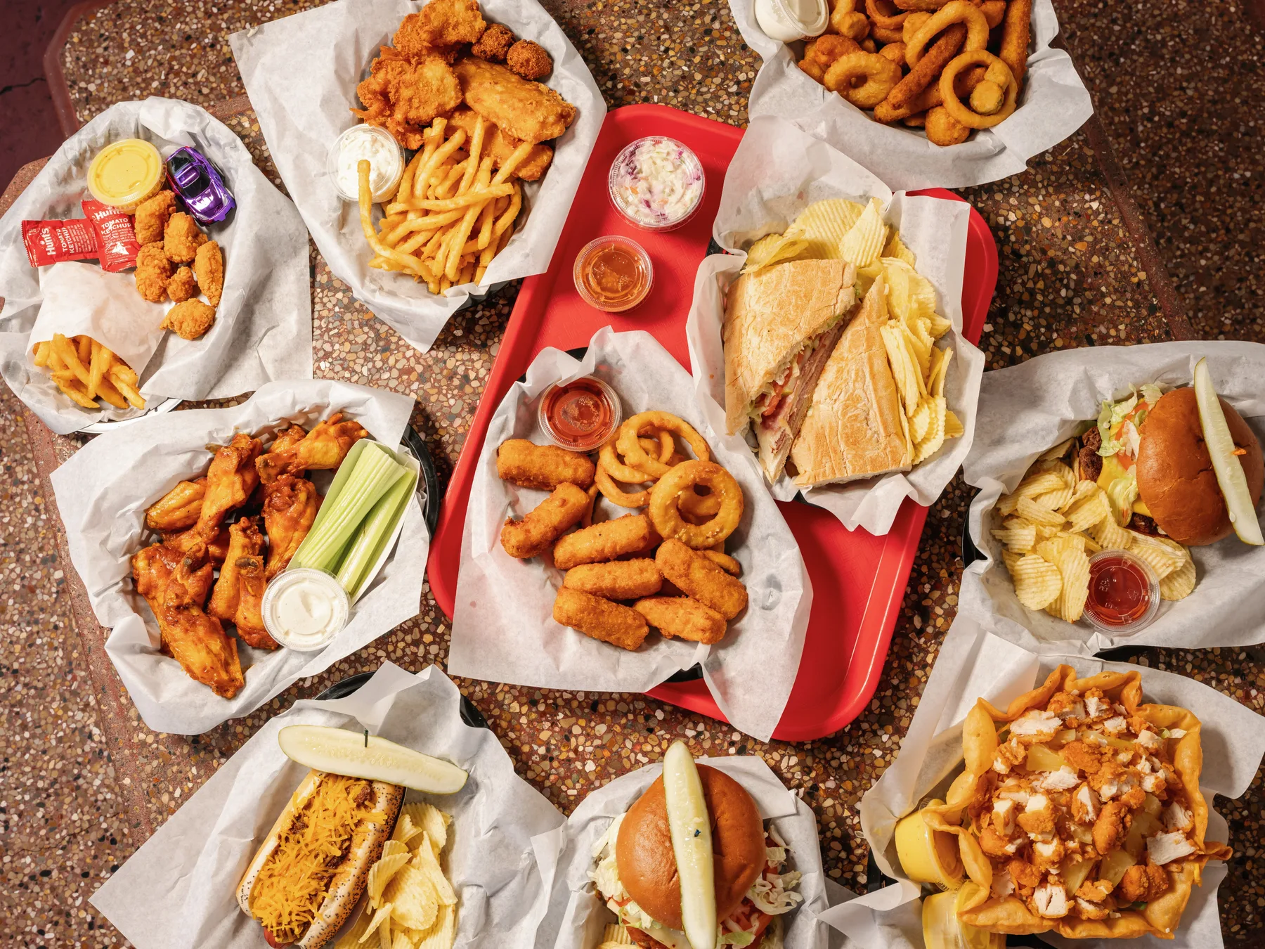 Classic Campbell's Dairyland favorites including burgers, wings, and baskets