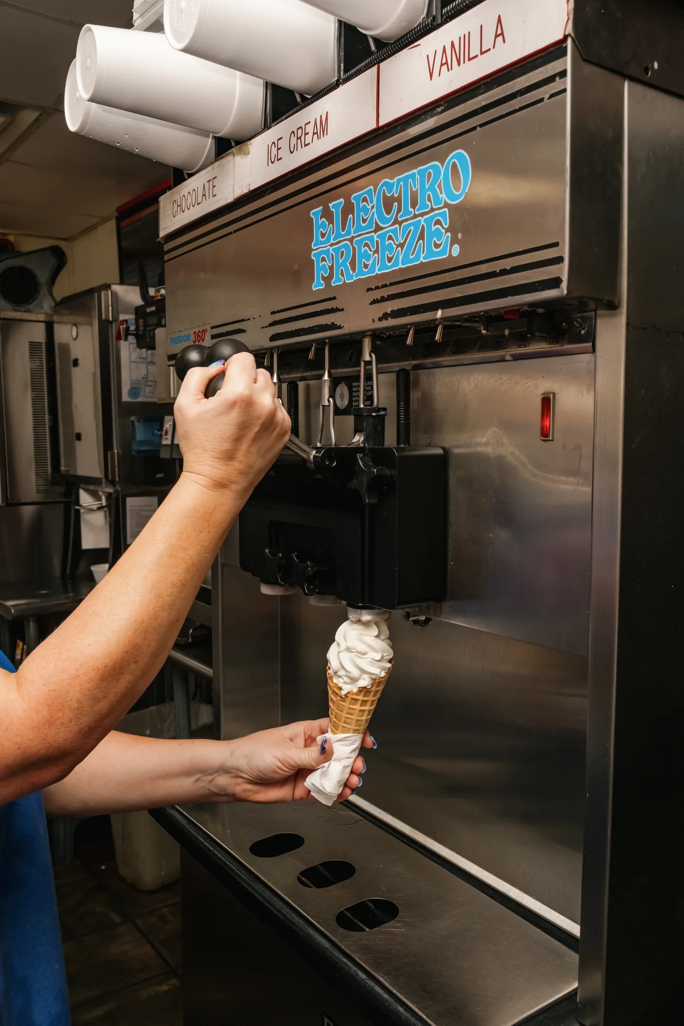 Ice cream being served at the counter