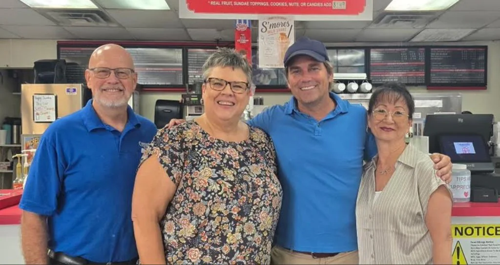 Campbell’s Dairyland team members together inside the Brandon restaurant during its 2026 ownership transition.