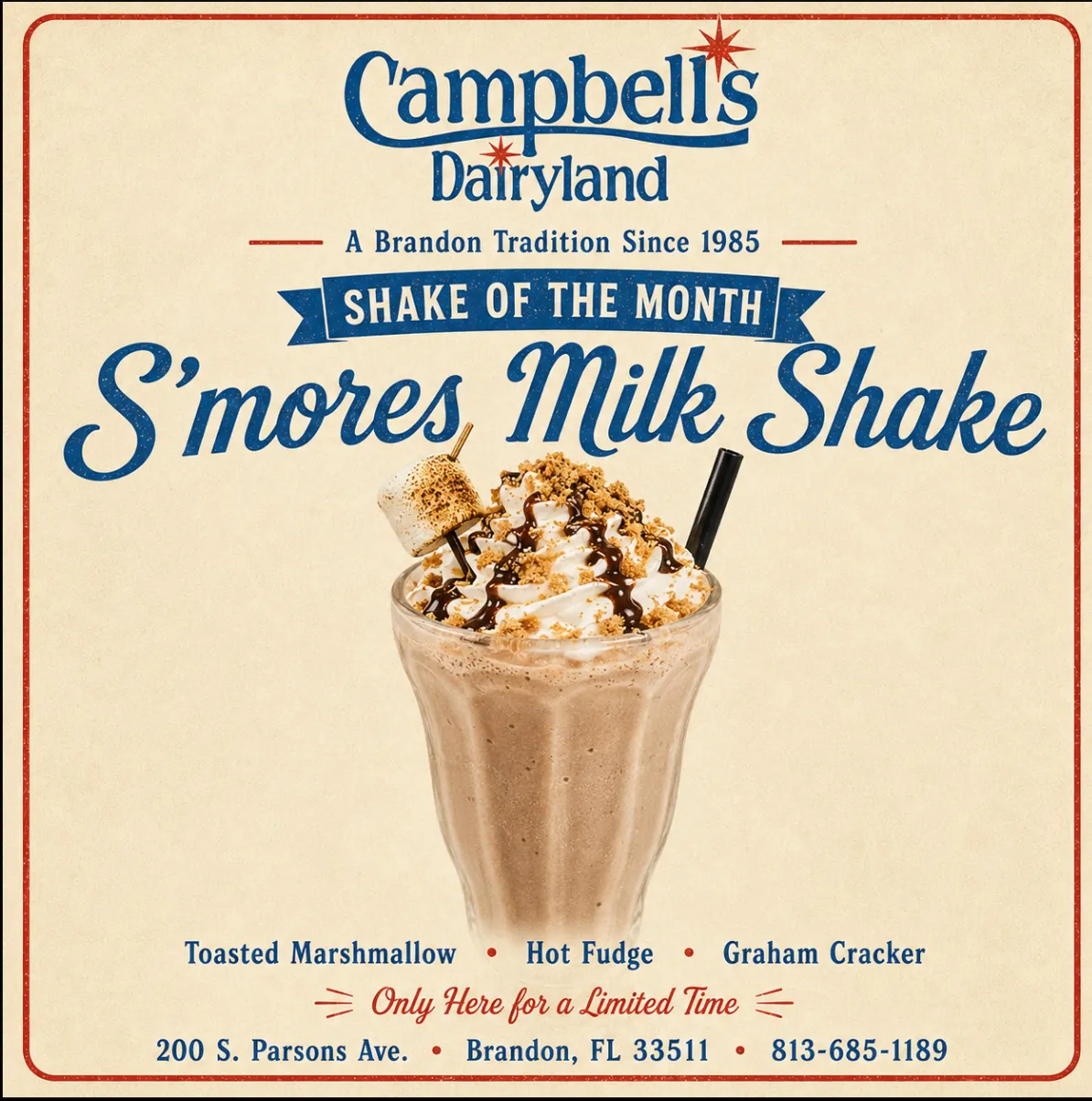 Promotional poster for Campbell’s S'mores milkshake
